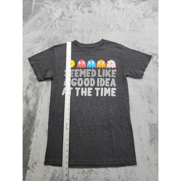 Pac-man Crew Neck Short Sleeve Graphic Tee Size S Gray Gaming Ghosts Humor - Picture 3 of 6